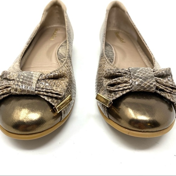 Beautifeel Elle Taupe Snake Combi leather cap toe flats - Picture 3 of 9
